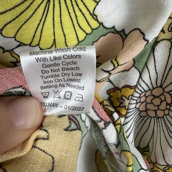 No Frills Los Angeles Floral Babydoll Top Size M Retro Colorful Hippie Peplum - Picture 10 of 15